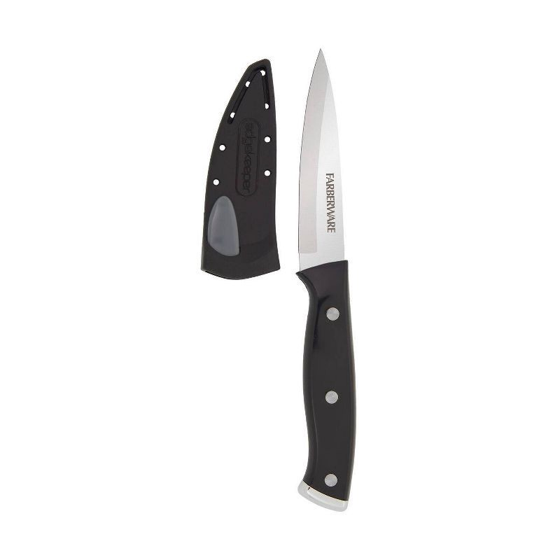 slide 1 of 9, Farberware 3.5" Paring Knife Black: Stainless Steel Kitchen Knife, Riveted Handle, Hand Wash, Lifetime Warranty, 1 ct