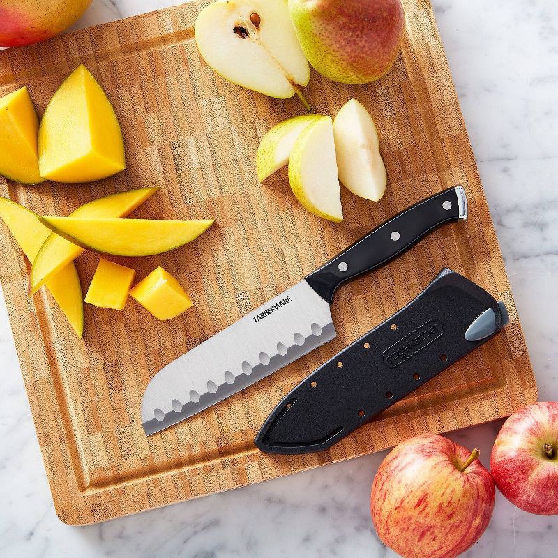 slide 2 of 9, Farberware 5" Santuko Knife Black: Stainless Steel Blade, Riveted Handle, Hand Wash, Lifetime Limited Warranty, 1 ct
