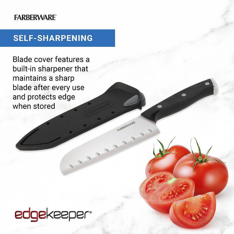 slide 5 of 9, Farberware 5" Santuko Knife Black: Stainless Steel Blade, Riveted Handle, Hand Wash, Lifetime Limited Warranty, 1 ct