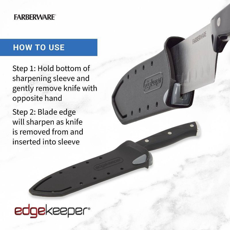 slide 7 of 9, Farberware 5" Santuko Knife Black: Stainless Steel Blade, Riveted Handle, Hand Wash, Lifetime Limited Warranty, 1 ct