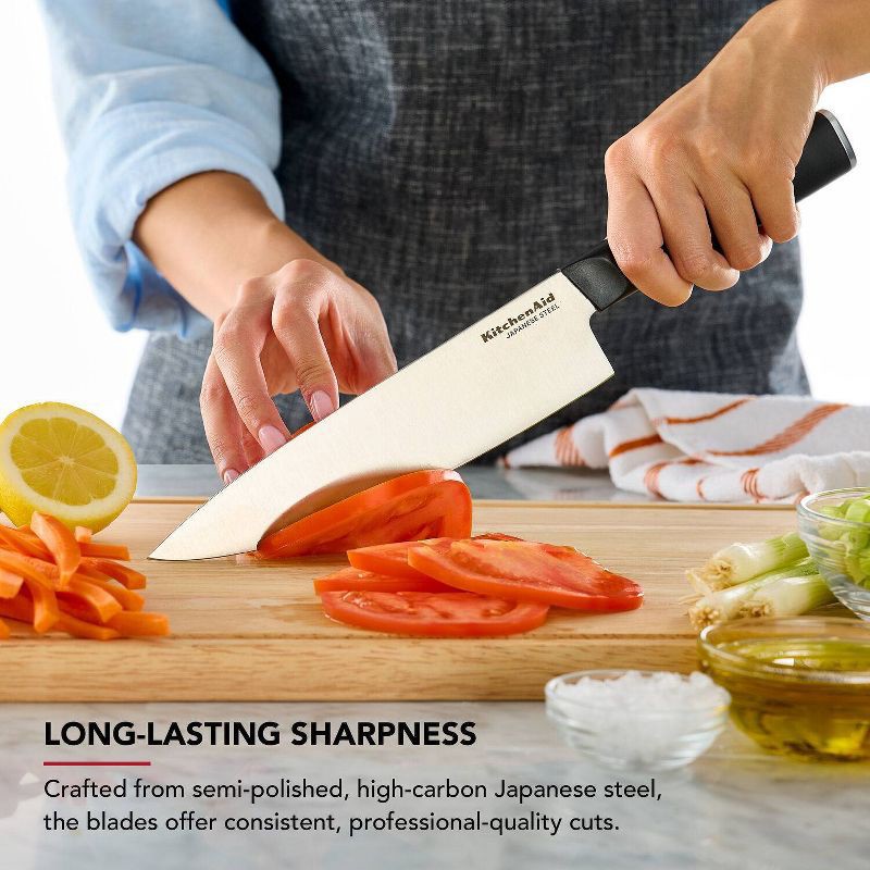 slide 4 of 8, KitchenAid 14pc 2-Tone Block Knife Set Black: High Carbon Stainless Steel, Forged Cutlery, Hand Wash, Lifetime Warranty, 14 ct