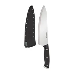 Farberware 8&quot; Chef Knife Black: Stainless Steel Blade, Riveted Handle, Kitchen Cutlery, Hand Wash, Lifetime Warranty