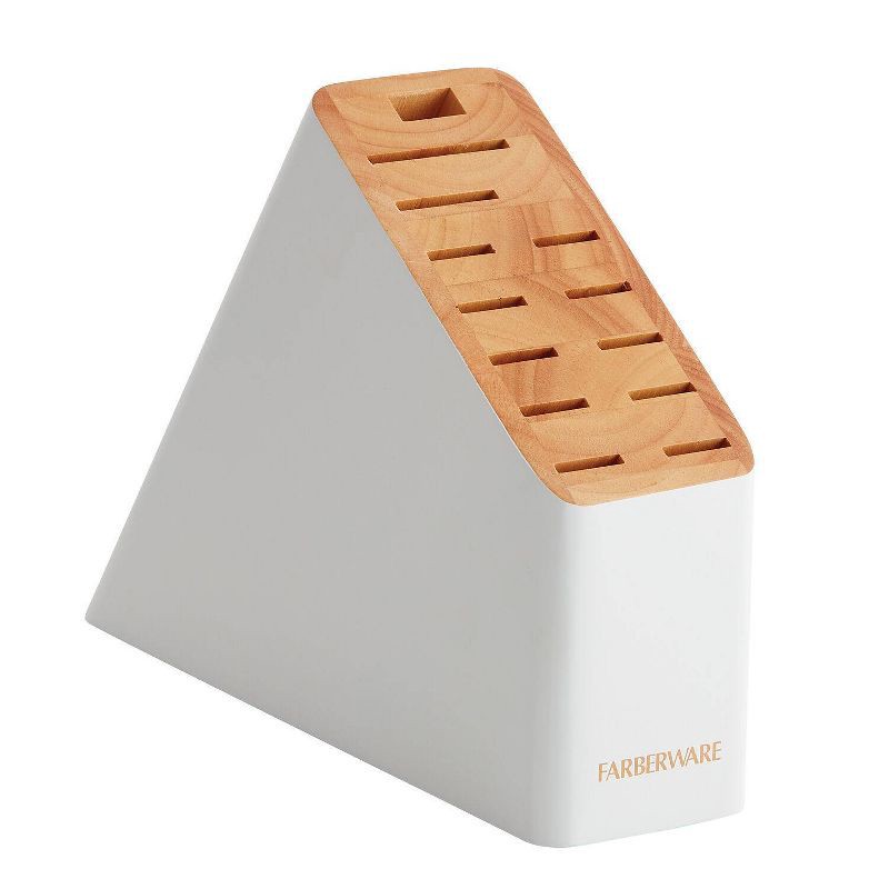 slide 8 of 8, Farberware 14pc Slim Knife Set White: High Carbon Stainless Steel Block with Ergonomic Design & Shears, 14 ct