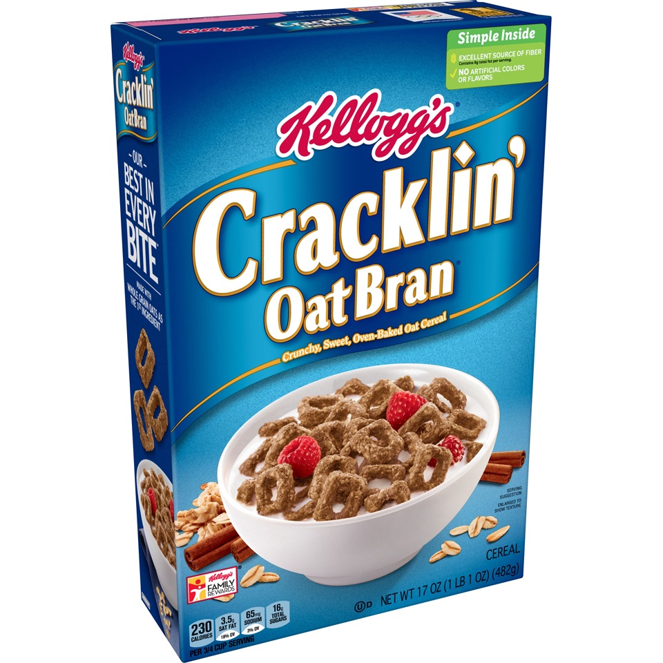 slide 3 of 5, Kellogg's Cracklin' Oat Bran Cereal, 17 oz