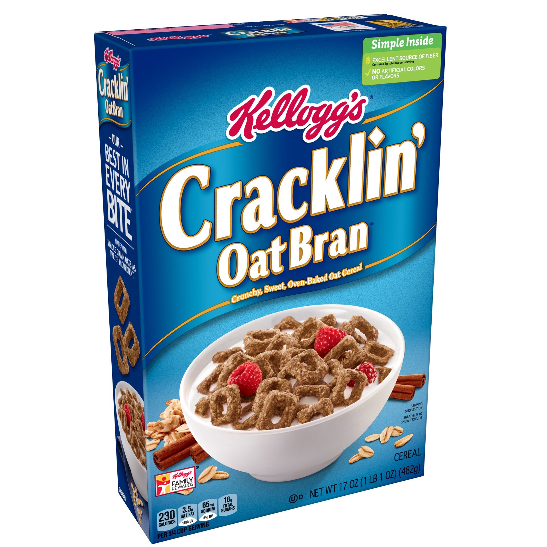 slide 1 of 5, Kellogg's Cracklin' Oat Bran Cereal, 17 oz