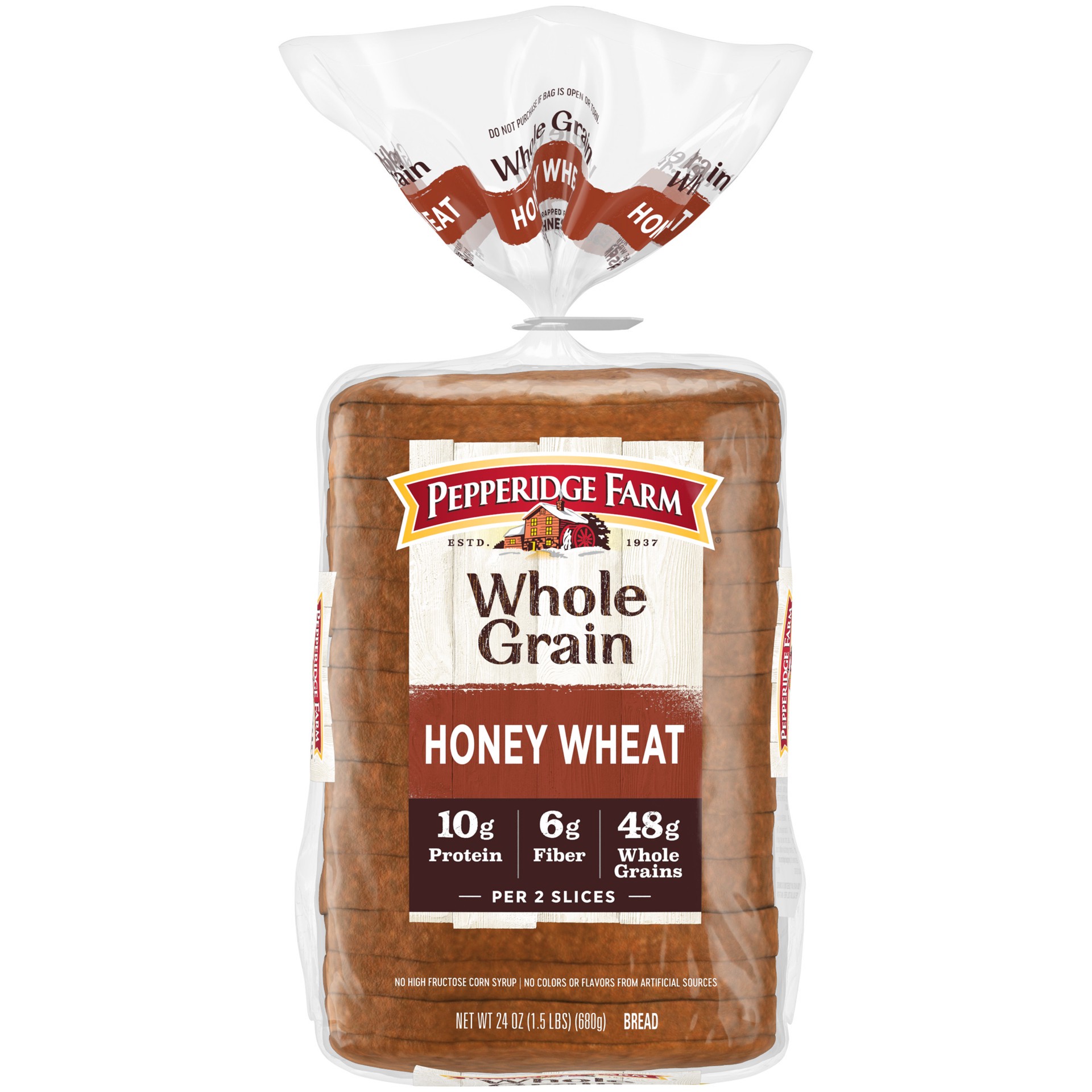 slide 1 of 5, Pepperidge Farm Whole Grain Honey Wheat Bread, 24 Oz Loaf, 24 oz