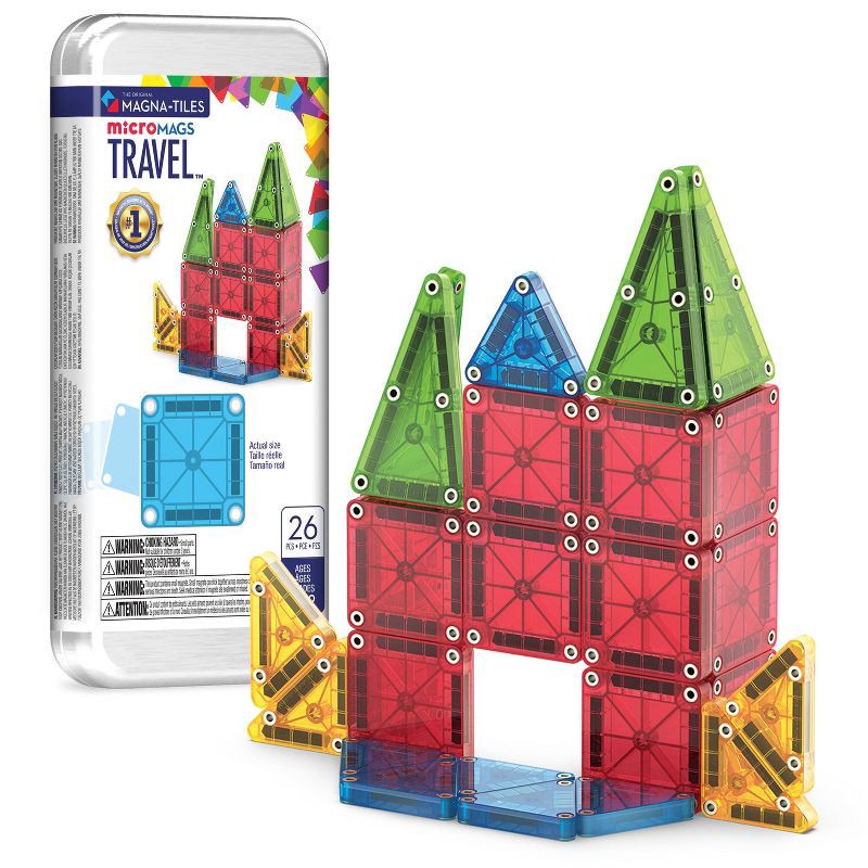 slide 8 of 9, MAGNA-TILES microMAGS Travel Set: Educational Magnetic Building Toys for Math and Creative Thinking, 26 Pieces, 26 ct