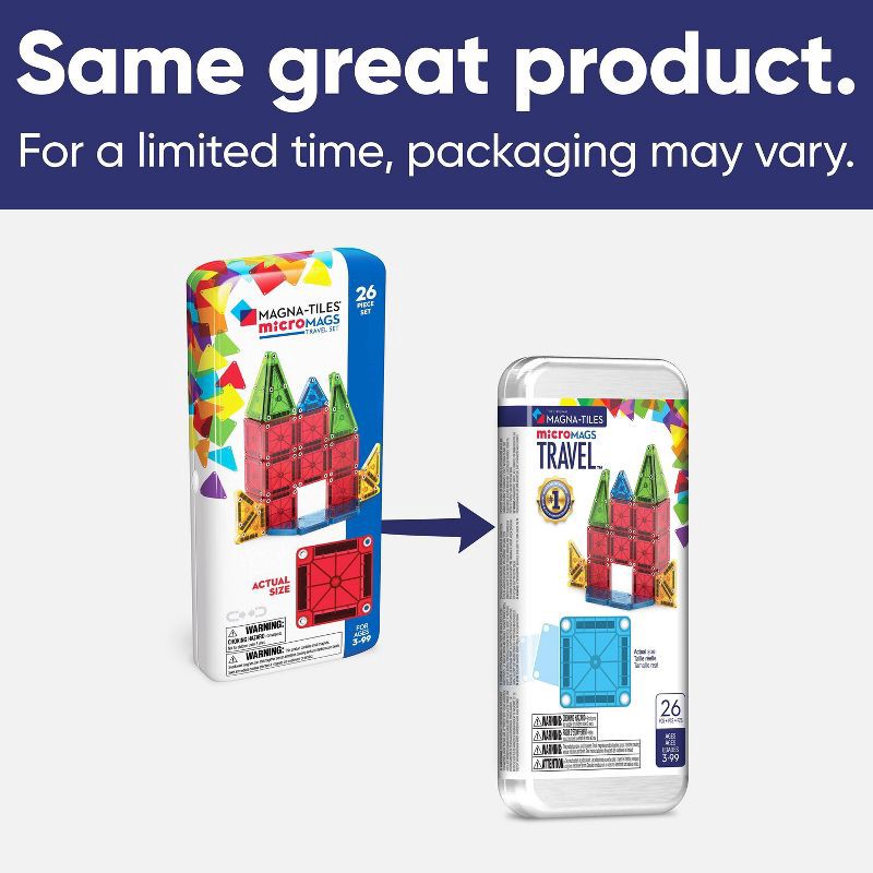 slide 9 of 9, MAGNA-TILES microMAGS Travel Set: Educational Magnetic Building Toys for Math and Creative Thinking, 26 Pieces, 26 ct