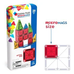 MAGNA-TILES microMAGS Travel Set: Educational Magnetic Building Toys for Math and Creative Thinking, 26 Pieces