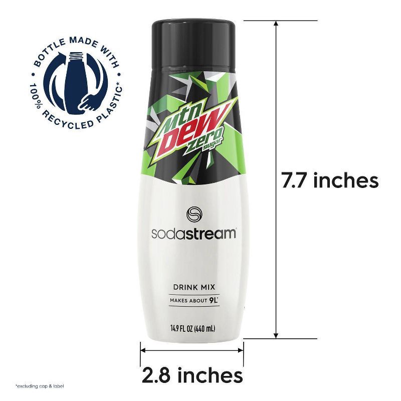 slide 7 of 8, SodaStream 440ml Mountain Dew Zero Syrup Flavor: Citrus Liquid Concentrate, Kosher, Soda Streamer Flavor, 440 ml