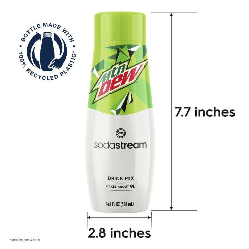 slide 7 of 8, SodaStream 440ml Mountain Dew Syrup Flavor: Citrus Liquid Concentrate, Kosher, Soda Streamer Flavor, 14.9oz, 440 ml, 14.9 oz