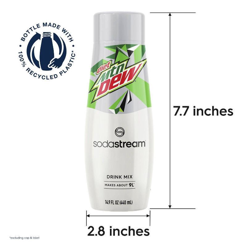 slide 7 of 9, SodaStream Diet Mountain Dew Drink Mix - 14.9 fl oz: Citrus Liquid Concentrate, Kosher, Soda Streamer Flavor, 14.9 fl oz