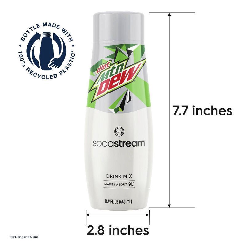 slide 7 of 8, SodaStream 440ml Diet Mountain Dew Syrup Flavor: Citrus Liquid Concentrate, Kosher, Soda Streamer Flavor, 14.9oz, 440 ml, 14.9 oz