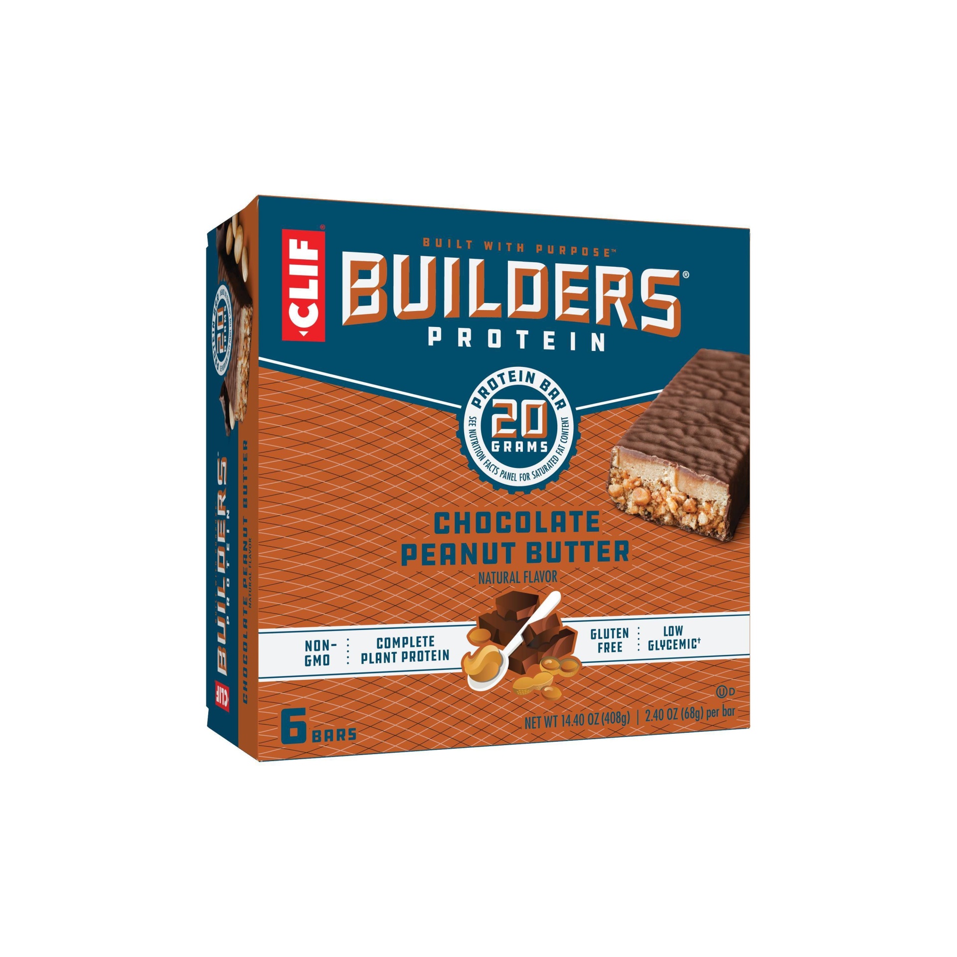 slide 1 of 10, CLIF Builders Chocolate Peanut Butter Protein Bars, 6 ct; 2.4 oz
