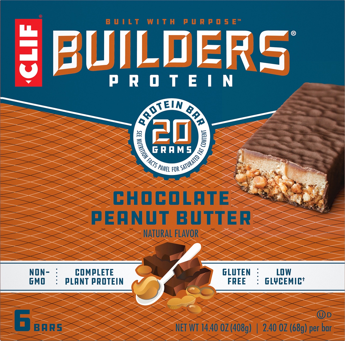 slide 9 of 10, CLIF Builders Chocolate Peanut Butter Protein Bars, 6 ct; 2.4 oz