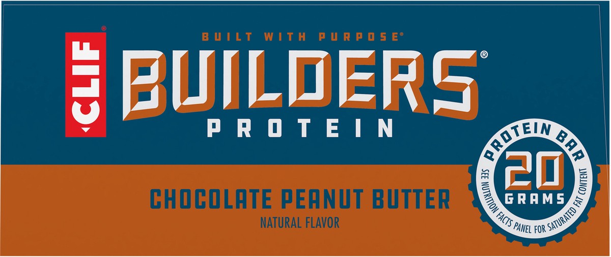 slide 9 of 9, CLIF Builders - Chocolate Peanut Butter Flavor - Protein Bars - Gluten-Free - Non-GMO - Low Glycemic - 20g Protein - 2.4 oz. (6 Pack), 14.4 oz