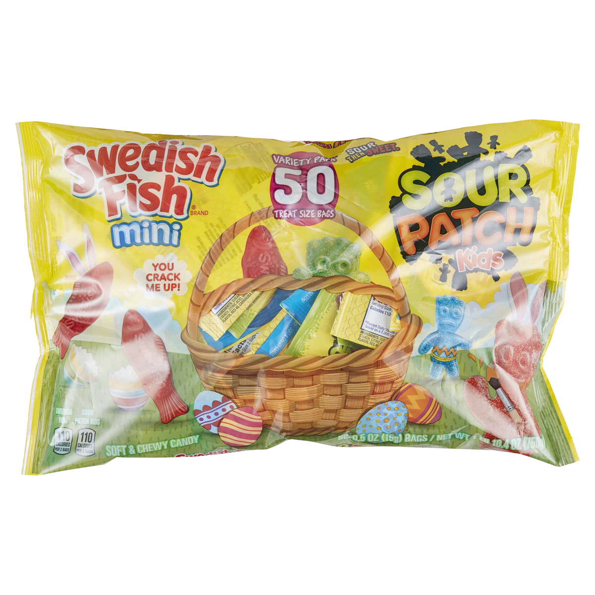 slide 1 of 6, Swedish Fish and Sour Patch Kids Easter Variety Packs, 50 ct; 25 oz