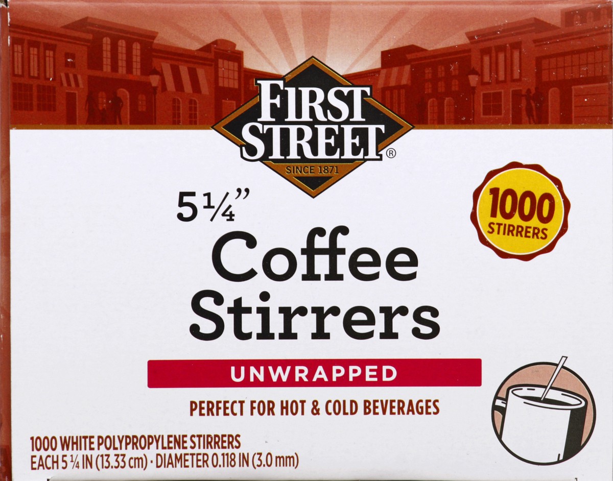 slide 4 of 6, First Street 5.25 In White Stirrer, 1000 ct