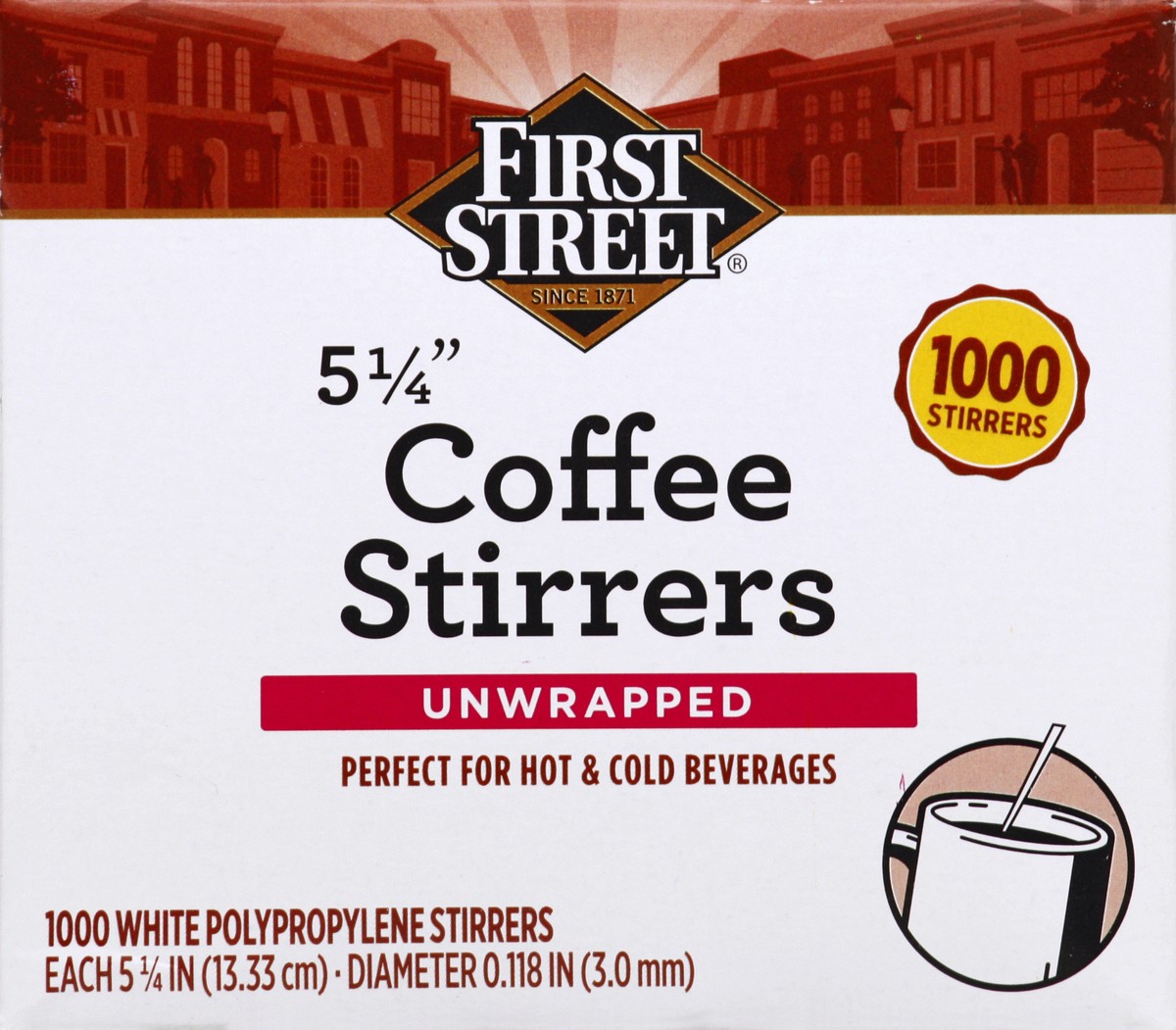 slide 2 of 6, First Street 5.25 In White Stirrer, 1000 ct