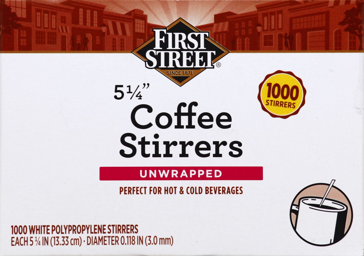 slide 6 of 6, First Street 5.25 In White Stirrer, 1000 ct