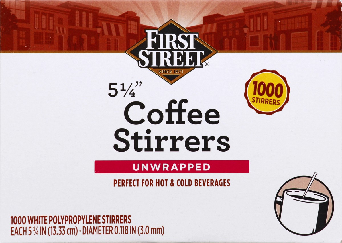 slide 3 of 6, First Street 5.25 In White Stirrer, 1000 ct