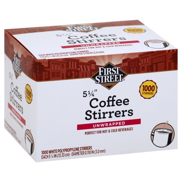 slide 1 of 6, First Street 5.25 In White Stirrer, 1000 ct