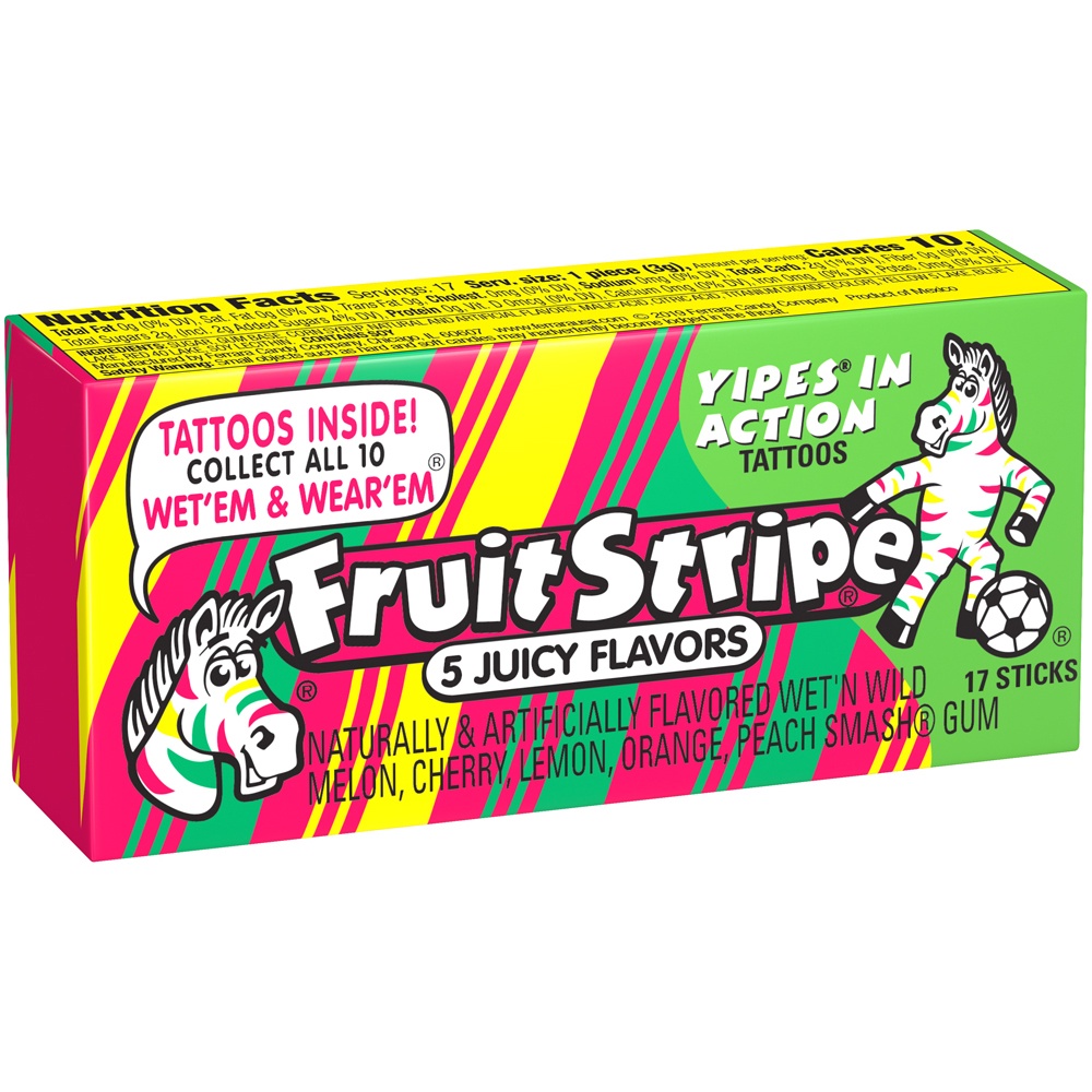 slide 6 of 8, Fruit Stripes Christmas Gum, 1.8 oz