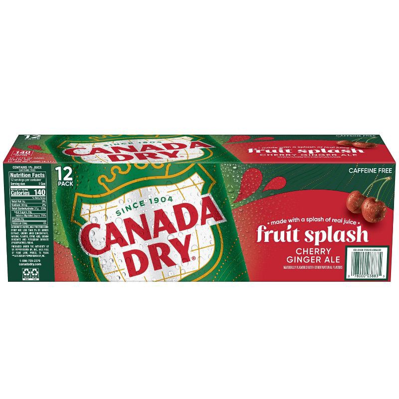 slide 5 of 7, Canada Dry Fruit Splash Soda - 12pk/12 fl oz Cans, 12 ct; 12 fl oz