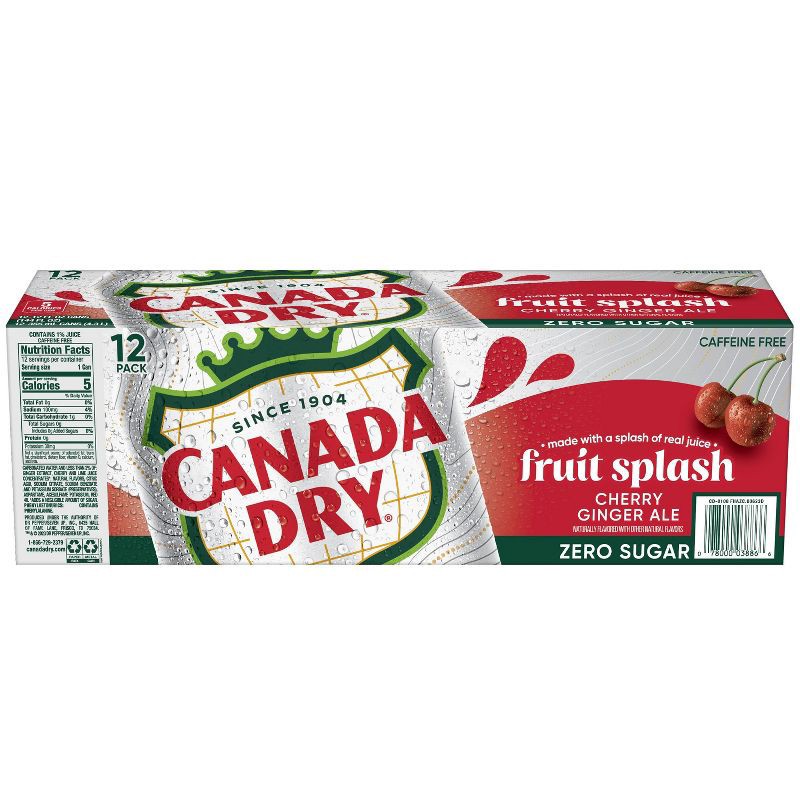 slide 7 of 7, Canada Dry Fruit Splash ZERO Soda - 12pk/12 fl oz Cans, 12 ct; 12 fl oz