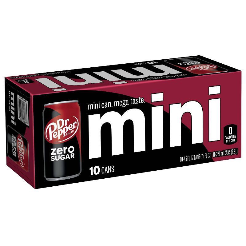 slide 6 of 8, Dr Pepper Zero Soda - 10pk/7.5 fl oz Mini Cans, 10 ct; 7.5 fl oz