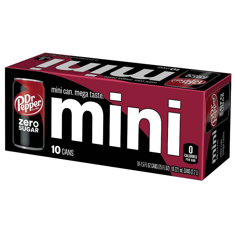 slide 7 of 8, Dr Pepper Zero Soda - 10pk/7.5 fl oz Mini Cans, 10 ct; 7.5 fl oz