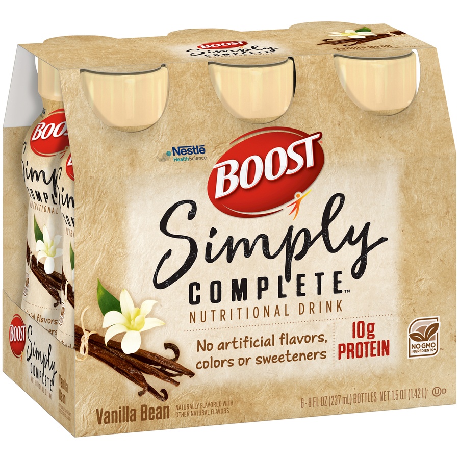 slide 7 of 8, Boost Simply Complete Nutritional Shake - Vanilla Bean - 6 ct; 8 fl oz, 6 ct; 8 fl oz