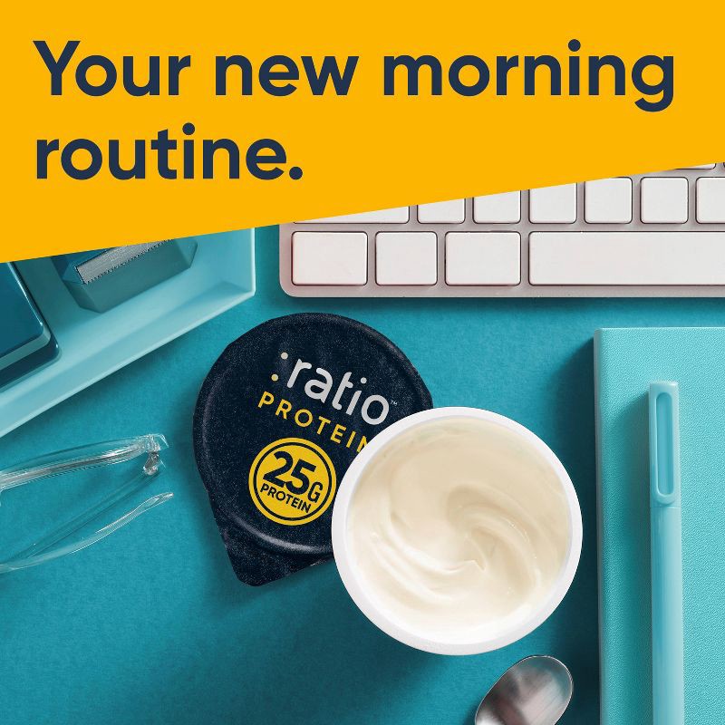 slide 5 of 8, :ratio Protein Vanilla Greek Yogurt - 25g Protein 21.2oz/4pk, 25 gram, 21.2 oz, 4 ct