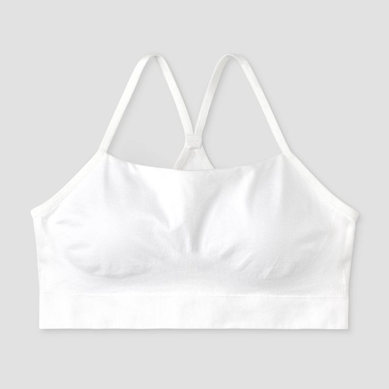 slide 1 of 3, Girls' Seamless T-Back Sports Bra - art class™ White S: Racerback, Removable Cup, Knit, 1 ct