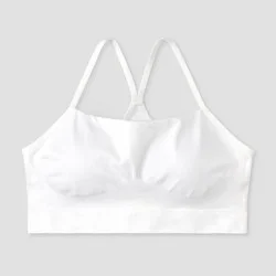 Girls' Seamless T-Back Sports Bra - art class™ White S: Racerback, Removable Cup, Knit