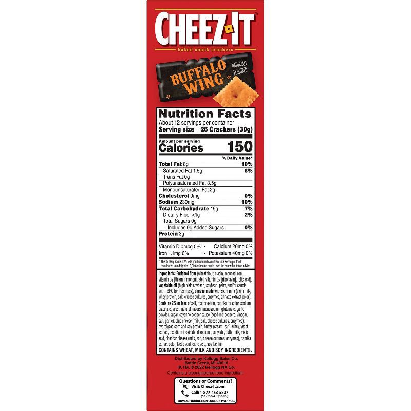 slide 9 of 10, Cheez-It Buffalo Wing Baked Snack Crackers - 12.4oz, 12.4 oz