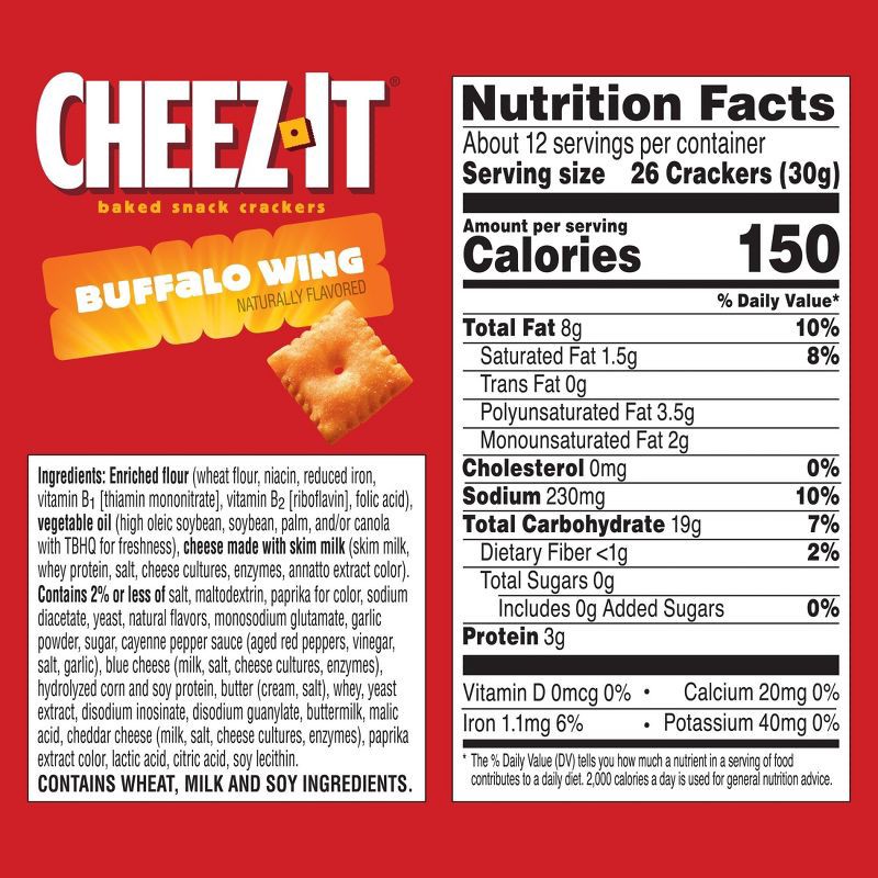 slide 8 of 10, Cheez-It Buffalo Wing Baked Snack Crackers - 12.4oz, 12.4 oz
