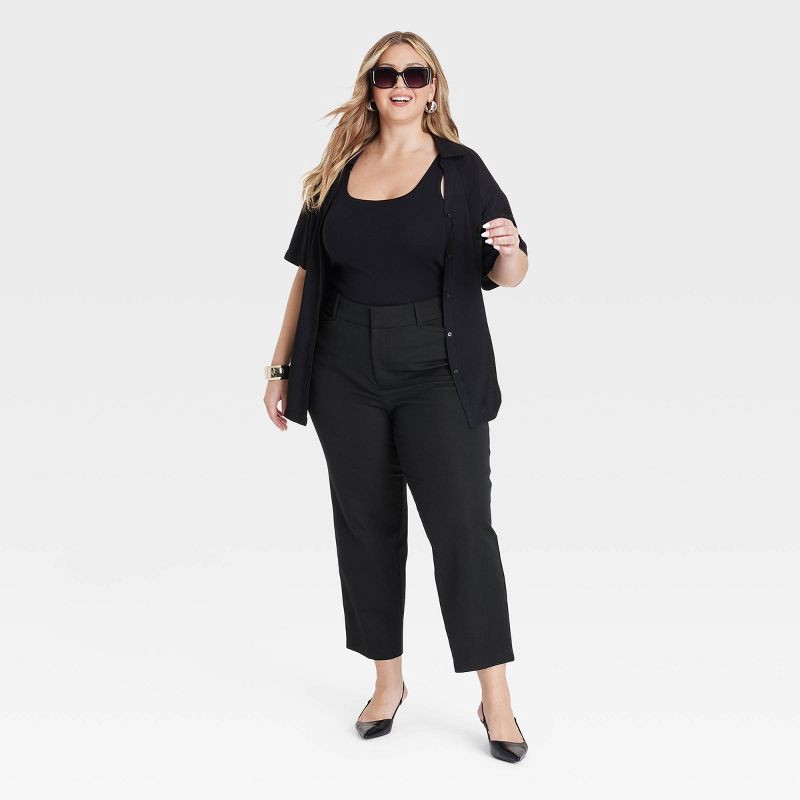 slide 3 of 3, Women's High-Rise Straight Leg Trousers - Ava & Viv™ Black 17: Plus Size, Ultimate Stretch, Midweight, Woven Fabric, 1 ct