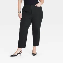 Women's High-Rise Straight Leg Trousers - Ava & Viv™ Black 26: Plus Size, Ultimate Stretch, Midweight, Machine Washable