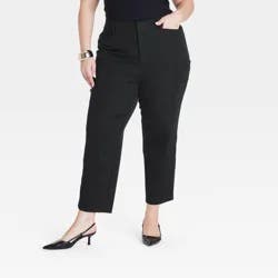 Women's High-Rise Straight Leg Trousers - Ava & Viv™ Black 26: Plus Size, Ultimate Stretch, Midweight, Machine Washable
