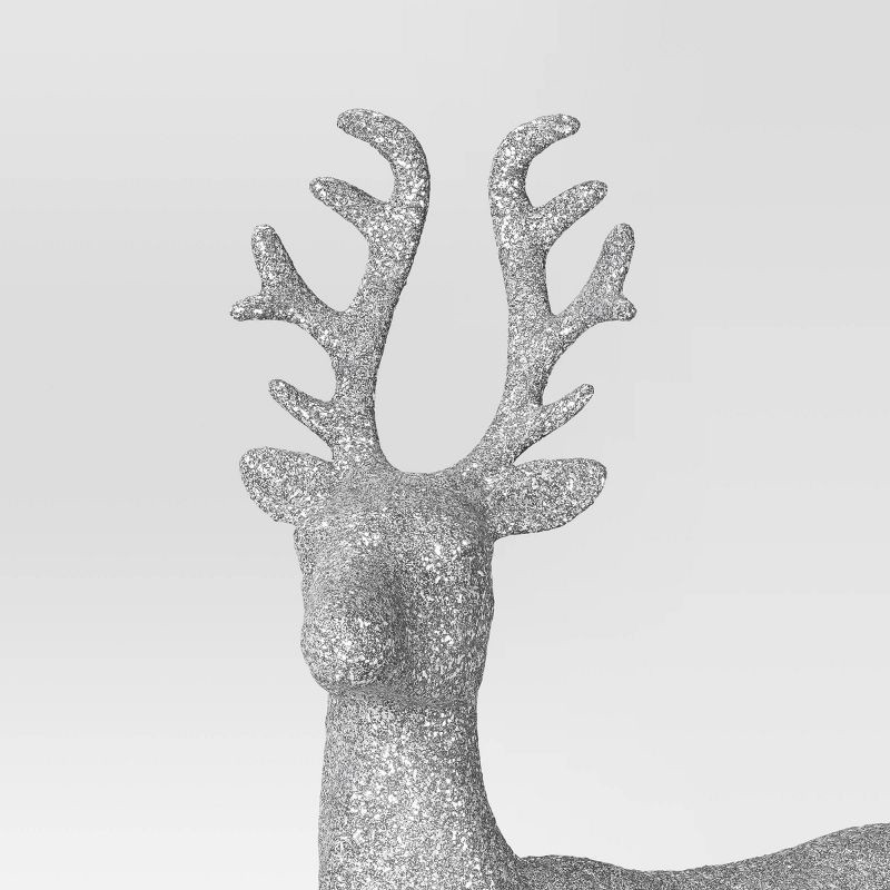 slide 3 of 3, Glittered Deer Christmas Animal Sculpture - Wondershop™ Silver, 1 ct