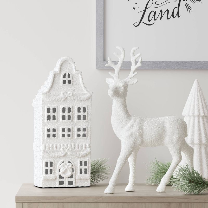 slide 2 of 4, Glittered House Christmas Village Building - Wondershop™ White: Indoor Decorative Object, Tabletop Display, 11.5" Height, 1 ct