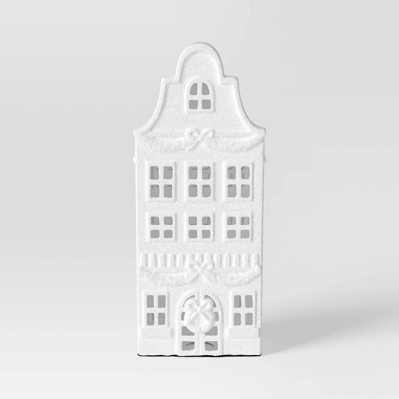 slide 3 of 4, Glittered House Christmas Village Building - Wondershop™ White: Indoor Decorative Object, Tabletop Display, 11.5" Height, 1 ct