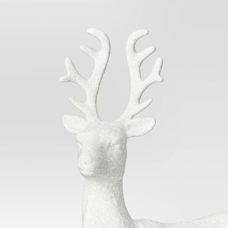 slide 3 of 3, Glittered Deer Christmas Animal Sculpture - Wondershop™ White, 1 ct