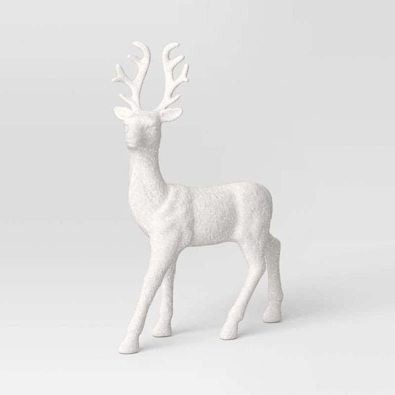 slide 1 of 3, Glittered Deer Christmas Animal Sculpture - Wondershop™ White, 1 ct