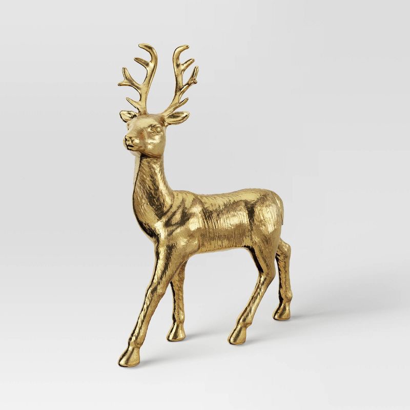 slide 1 of 3, Metallic Deer Christmas Animal Sculpture - Wondershop™ Gold, 1 ct