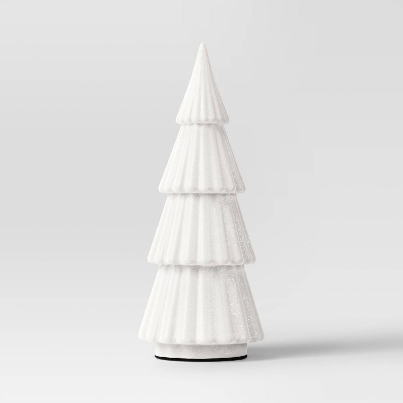 slide 1 of 3, 12" Glittered Christmas Tree Sculpture - Wondershop™ White, 1 ct