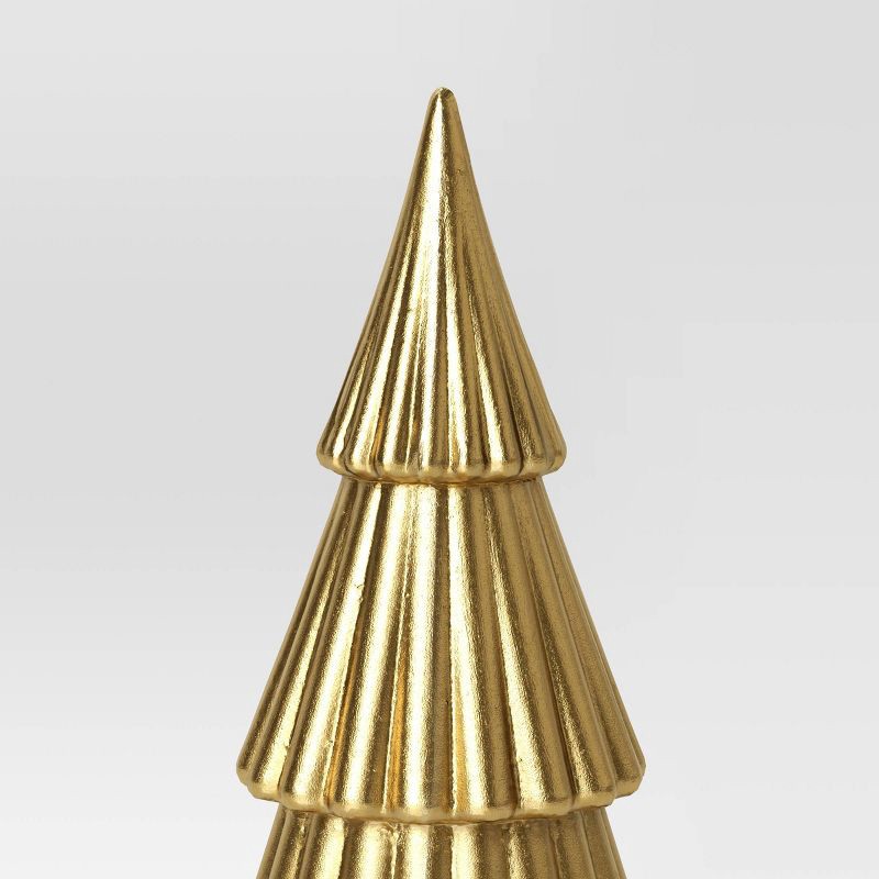 slide 3 of 3, 12" Metallic Christmas Tree Sculpture - Wondershop™ Gold, 1 ct