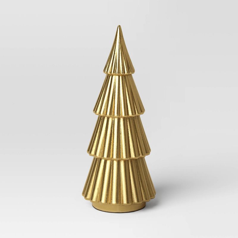 slide 1 of 3, 12" Metallic Christmas Tree Sculpture - Wondershop™ Gold, 1 ct