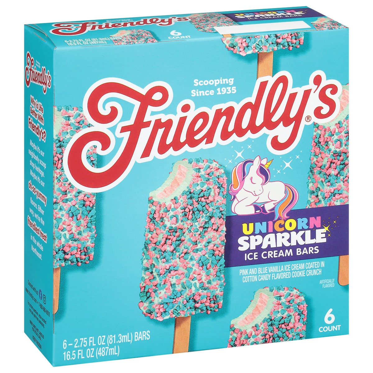 slide 2 of 9, Friendly's Unicorn Sparkle Ice Cream Bars, 6 Count, 16.5 fl oz